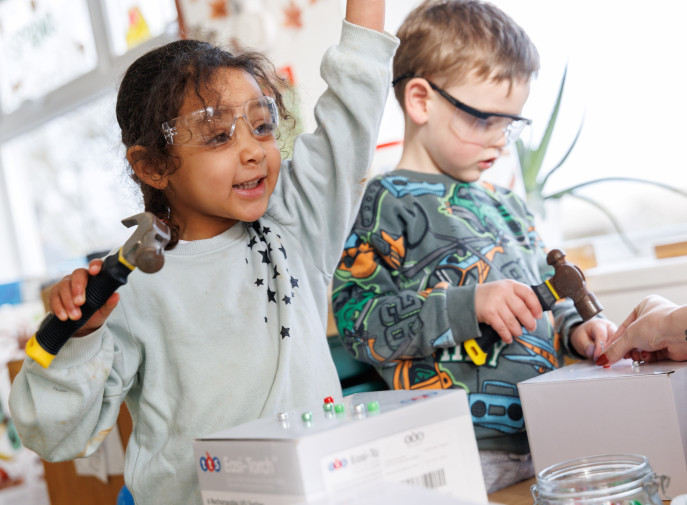 Two children playing at nursery