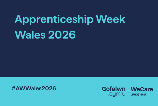 Apprenticeship Week Wales graphic blue