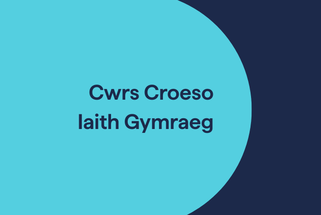 Croeso iaith cymraeg - glas