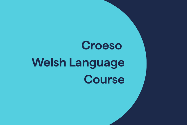 Croeso Welsh Language graphic - blue