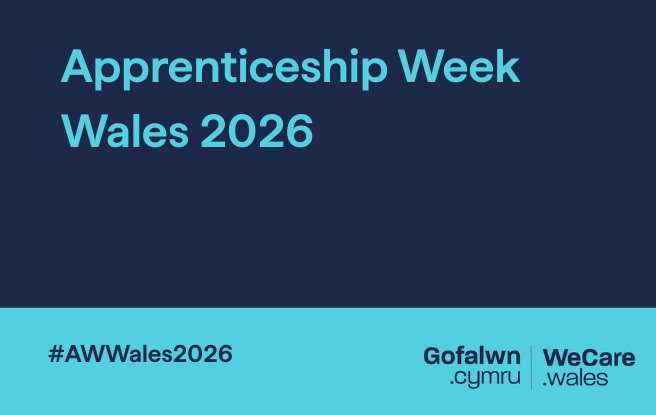 Apprenticeship Week Wales graphic blue