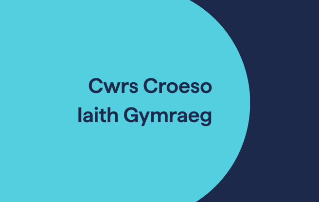 Croeso iaith cymraeg - glas