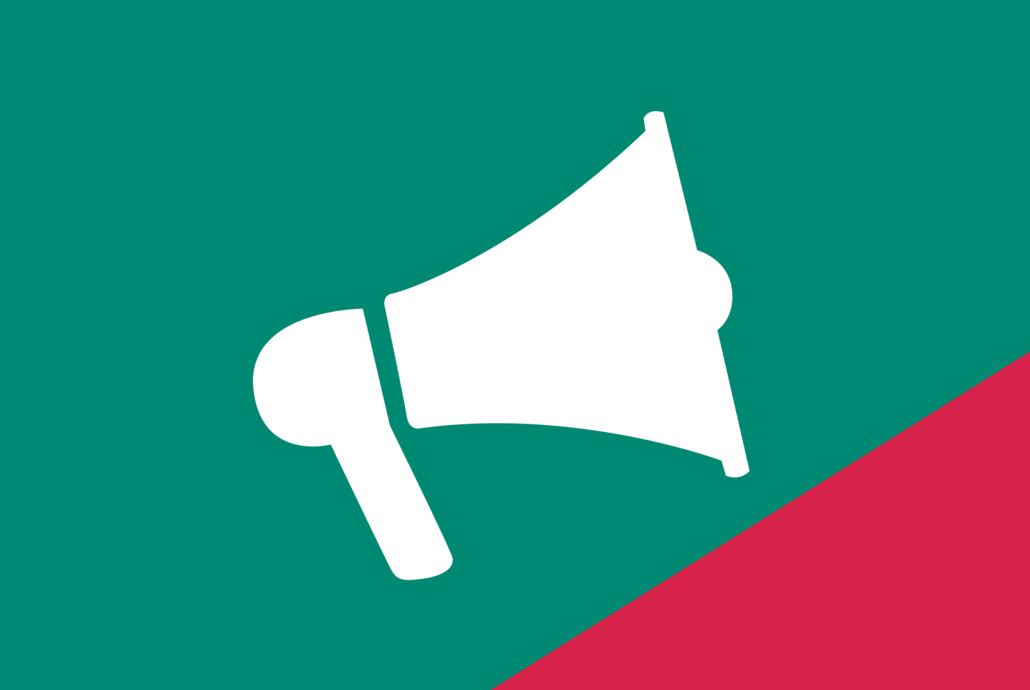 Megaphone outline on a green and red background