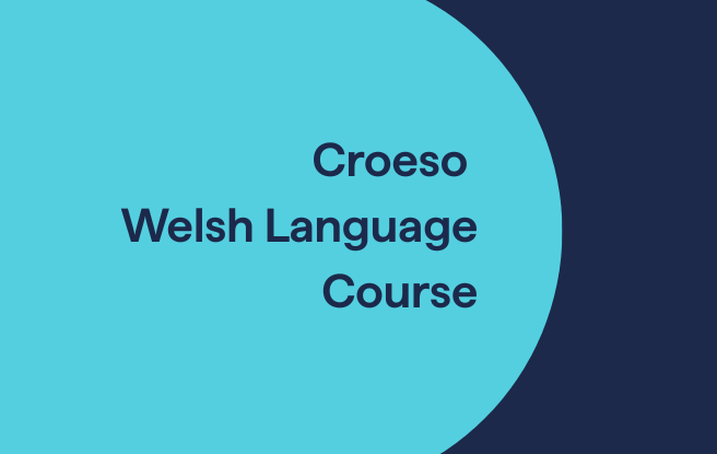 Croeso Welsh Language graphic - blue